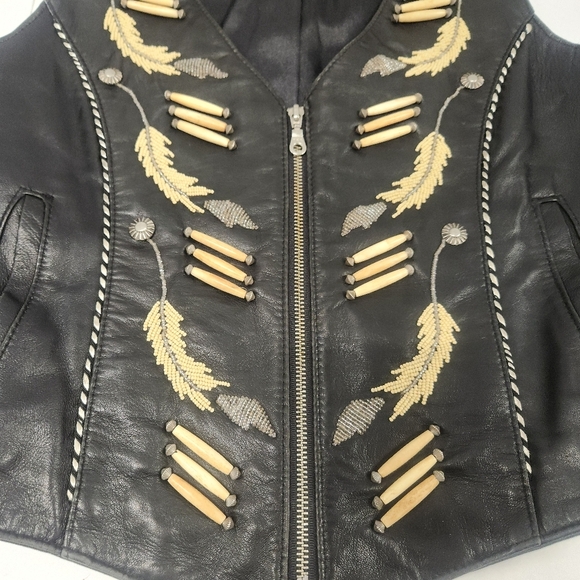 Tribe America Embelished Leather Vest SZ 8 RARE - Picture 6 of 16